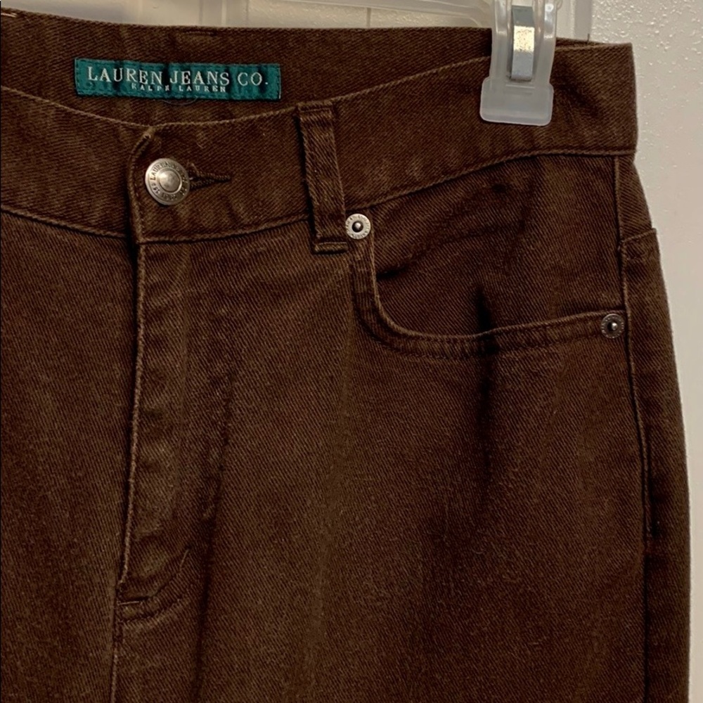 Ralph Lauren Dark Brown Cotton Stretch Mid Rise 5 Pocket Khaki Pants Size 4 - Picture 3 of 7